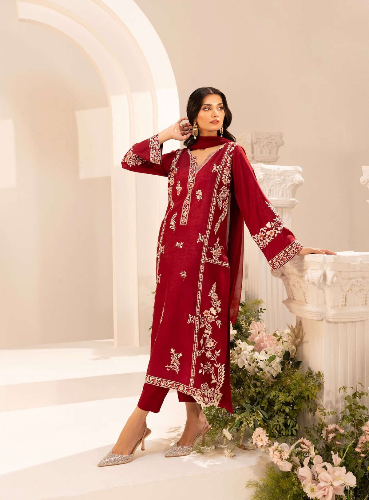 Red RoYal 3 Pc EMB